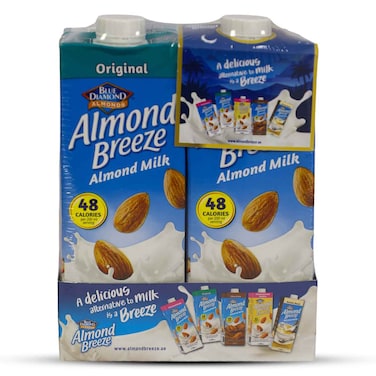 Blue Diamond Breeze Almond Milk, 1L Pack of 2