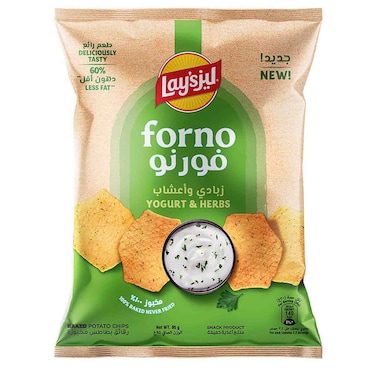لايز فورنو رقائق بطاطا مخبوزة بنكهة الزبادي والأعشاب، 95 غرام
