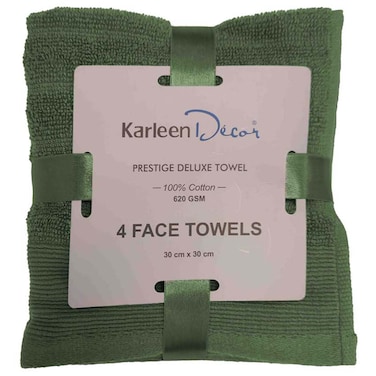 Karleen Decor Prestige Deluxe Face Towels Olive Green, 30x30cm