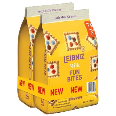Leibniz Milk Cream Biscuit Bites, 100g Pack of 2