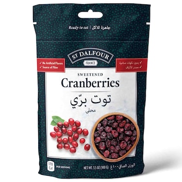 St Dalfour Semi Dried  Soft &amp; Juicy Sweetened Cranberries, 100g