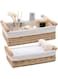 SLEEPHEAD&reg;Round Paper Rope Storage Basket Wicker Baskets for Organizing with Handle Decorative Storage Bins for Countertop Toilet Paper Basket for Toilet Tank Top Small Baskets Set (Set of 2,Beige)