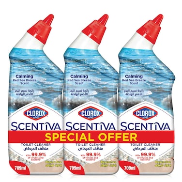 Clorox Scentiva Toilet Cleaner Red Sea Breeze 709ml, Pack of 3