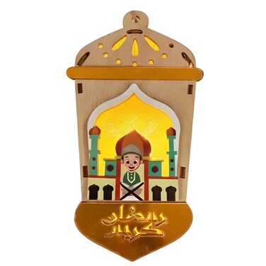 Wooden Hanging Lantern with LED Light, Assorted Design, AD-32276