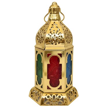 Premium Gold Decorative Lantern with LED Illumination, AD-32438-P