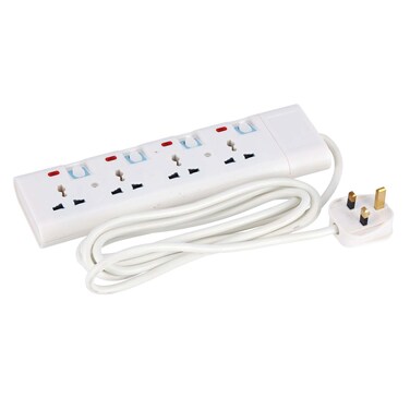 غيباس GES4091 مشترك كهربائي 4 منافذ مع مفاتيح مستقلة وكابل قوي بطول 3 أمتار