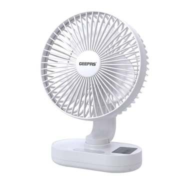 Geepas Rechargeable Desk Fan with LED Light and Adjustable Tilt, GF21157