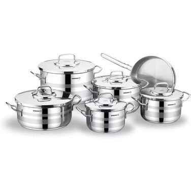 KORKMAZ Astron Stainless Steel Cookware Set, 11 Pieces, A-2052