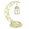 Acrylic Ramadan Crescent Stand LED Decor with Hanging Lantern Accent