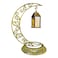 Acrylic Ramadan Crescent Stand LED Decor with Hanging Lantern Accent