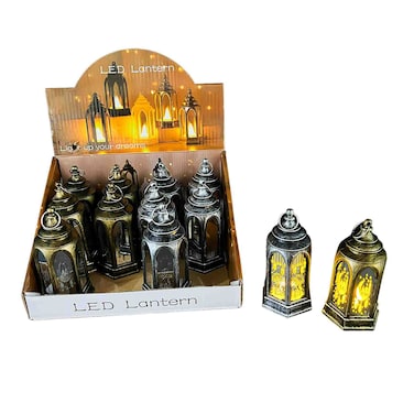 Ramadan LED Lantern with Warm Glow and Decorative Cut-Out Panels