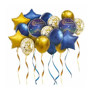 Ramadan Foil Balloon, Blue and Gold Assorted Design