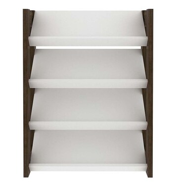 Lean 4-Tier Shoe Cabinet - 12 Pairs - White/Walnut