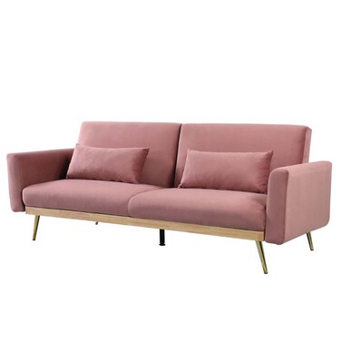 فلير أريكة قابلة للتحويل إلى سرير من القماش لشخصين -  وردي باهت