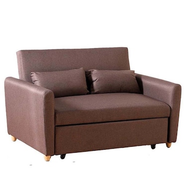 ألفا أريكة قابلة للتحويل إلى سرير ثنائية المقاعد من القماش - بني