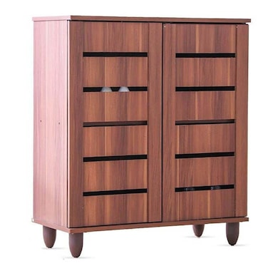 ريكي خزانة أحذية ببابين - لون تيك - تسع لـ 14 زوجًا