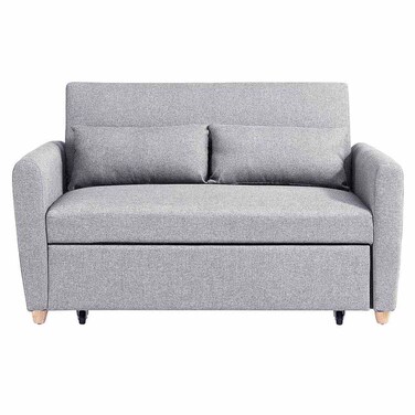 ألفا أريكة قابلة للتحويل إلى سرير ثنائية المقاعد من القماش - رمادي
