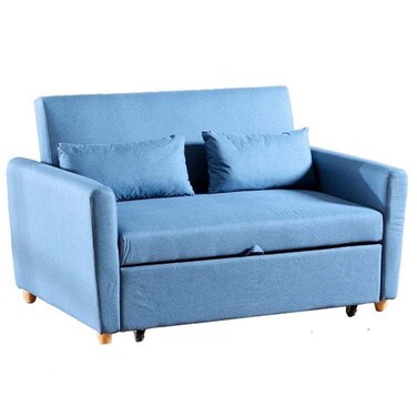 ألفا أريكة قابلة للتحويل إلى سرير ثنائية المقاعد من القماش - أزرق محيطي