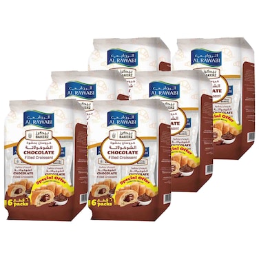 Al Rawabi Bakerz Chocolate Filled Croissant 55g, Pack of 6