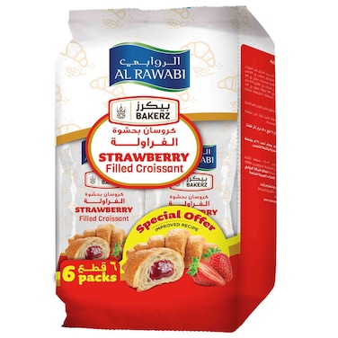Al Rawabi Bakerz Strawberry Filled Croissant 55g Pack of 6