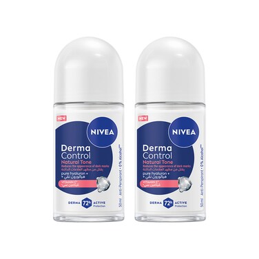 NIVEA Derma Control Natural Tone Pure Hyaluron + Vitamin C Roll-On 50ml, Pack of 2