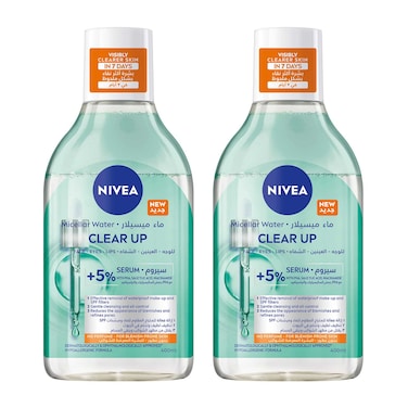 NIVEA Clear Up Serum-Infused Micellar Water 400ml, Pack of 2