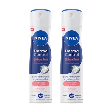 NIVEA Derma Control Natural Tone Pure Hyaluron + Vitamin C Spray 150ml, Pack of 2