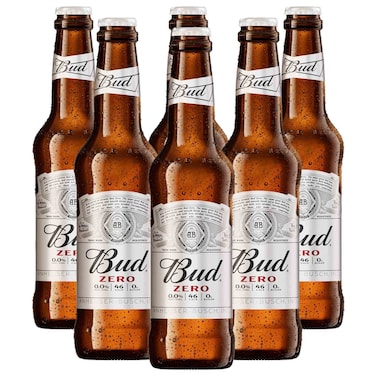 Budweiser Zero Non Alcoholic Beer, 330ml, Pack of 6