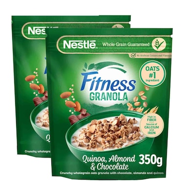 Nestle Fitness Granola Quinoa Almond &amp; Chocolate Cereal 350g, Pack of 2