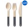 Eco Soulife Wooden Cutlery Set (Spoon, Fork &amp; Knife), Grey, 24 PCS