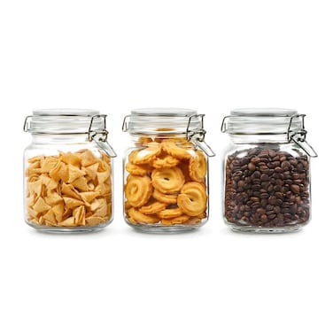 فيلينجز طقم علب زجاجية للحفظ  مع غطاء محكم الإغلاق، 3 قطع