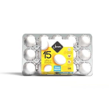Jenan White Medium Eggs, 15 PCS