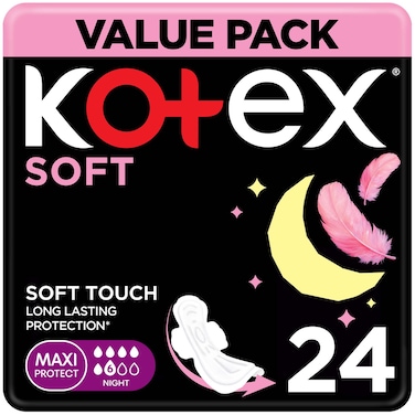 Kotex Soft Night Sanitary Pads, 24 Pads