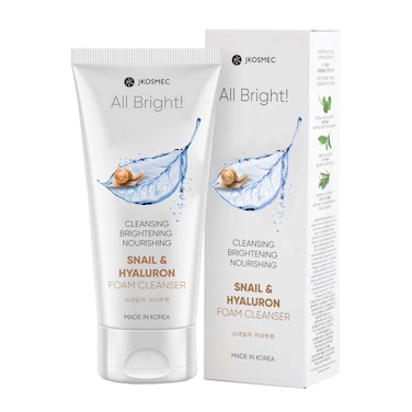 Jkosmec All Bright Snail &amp; Hyaluron Foam Cleanser, 180Ml