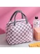 Small Insulated Waterproof Lunch Bag Thermal Reusable Lunch bag For Office Work School College Travel Picnic Small Cooler Tote Bag for Men Women Boys Girls Indoor Outdoor 23 20 14CM Checkered Pink