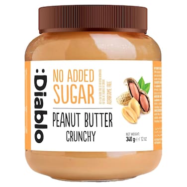Diablo No Added Sugar Crunchy Peanut Butter Spread, 340g