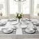 Shallow ARIA White 32-Pc Bone China Dinnerware Set Plates, Bowls, Cups Modern Kitchen Dinner Set Microwave &amp; Dishwasher Safe for any occasion Ramdan, Eid, Perfect for 6 Persons