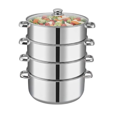 Vinod 4 Tier Steamer with Glass Lid, 30cm