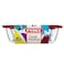 Pyrex Cook &amp; Store Borosilicate Glass Bakeware Set, Rectangular Storage Dishes with Lids 1.2L &amp; 2.5L, Red, Transparent, 2 PCS