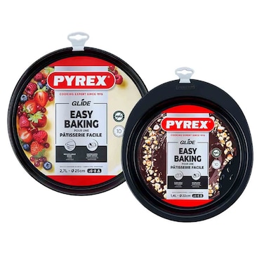 بايركس طقم قوالب كعك وصينية كعك قابلة للفك، سعة 1.4 لتر و 2.7 لتر