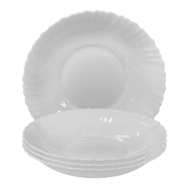 RK White Opal Soup Plate Set, 9.5 Inch, 4 PCS