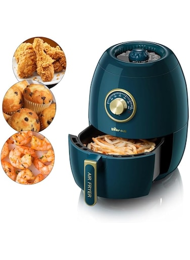 BEAR 3.0L Air Fryer- 1350W Multifunctional Electric Quick Fryer, Non-stick,Without Oil Fry, Timing and Temperature Adjustable 80-200 &deg;C Hot Air, BPA-Free Air Fryer 1 Year Warranty (Cyan)