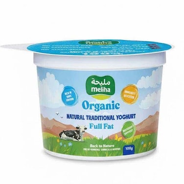 Meliha Organic Full Fat Natural Traditional Yoghurt, 100g