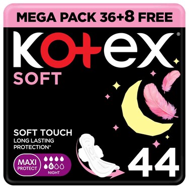 Kotex Soft Night Sanitary Pads, 44 Pads