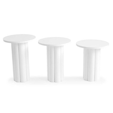 روندل طقم طاولة دائرية متداخلة، 3 قطع - أبيض