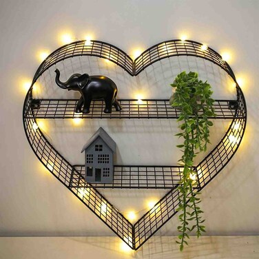 أفينيو رف جداري على شكل قلب - 26 × 13 × 60 سم عرض × 26 × 13 × 60 سم ارتفاع - رمادي