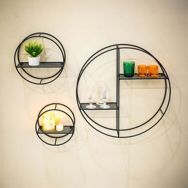 Lexy Set Of 3 Circle Shape Wall Shelf-Grey