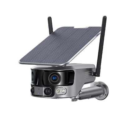 4K UHD Solar Powered Dual-Lens Security Camera - 180&deg; Ultra-Wide Angle Wireless Outdoor IP Camera

