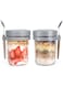 Pecbase Jars with Spoon and Lid, Airtight Oatmeal Container with Measurement Marks,Jars with Lid for Cereal On The Go Container (Gray)