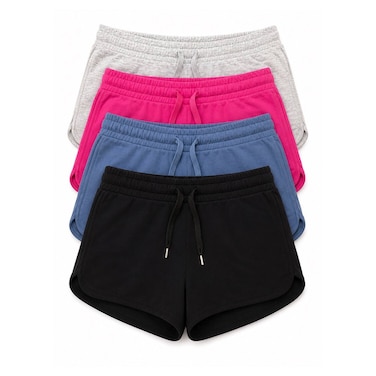 Women Plain Shorts with Drawstring Waist, Assorted